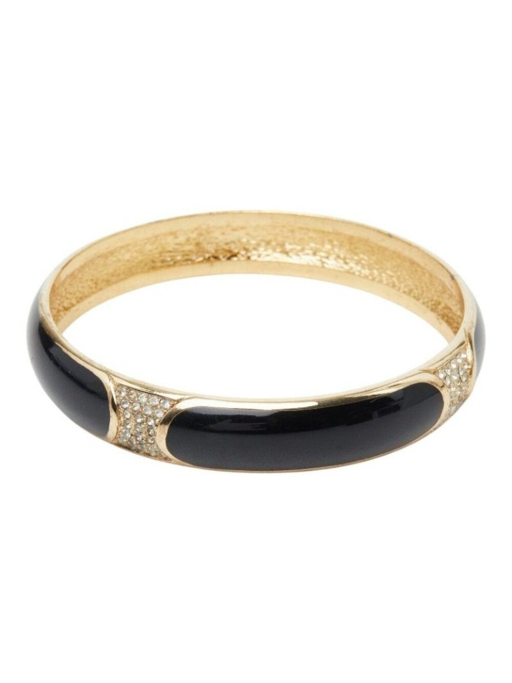 Dior Bangle Black Gold Plated Rhinestone Bracelet